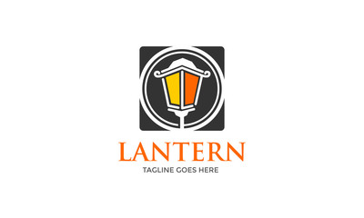 Lantern Logo - Light Icon or Symbol Template Design - Park Lamp Vector Illustration