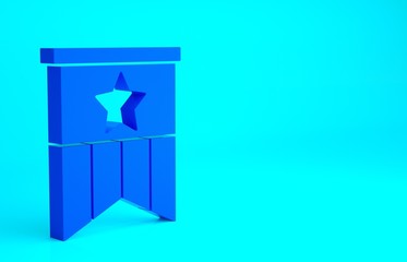 Blue American flag icon isolated on blue background. Flag of USA. United States of America. Minimalism concept. 3d illustration 3D render.