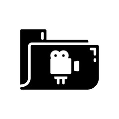 movie folder icon in glyph style isolated on white background. EPS 10