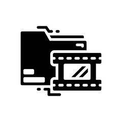 glyph style icon of movie folder. vector illustration for graphic design, website, UI isolated on white background. EPS 10