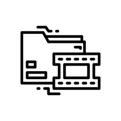 line style icon of movie folder. vector illustration for graphic design, website, UI isolated on white background. EPS 10