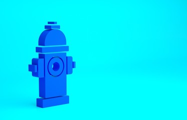 Naklejka premium Blue Fire hydrant icon isolated on blue background. Minimalism concept. 3d illustration 3D render.