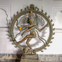 Ancient metal statue of the lord of dance Nataraja. Nataraja is a depiction of the Hindu god Shiva as the divine dancer.