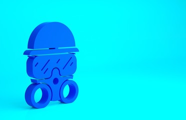 Blue Gas mask icon isolated on blue background. Respirator sign. Minimalism concept. 3d illustration 3D render.