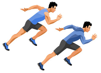 Fototapeta na wymiar Two figures of a Japanese training runner 