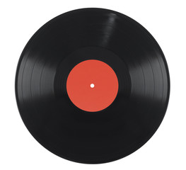 lp vinyl record with blank label isolated on white background - obrazy, fototapety, plakaty