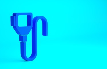 Blue Walkie talkie icon isolated on blue background. Portable radio transmitter icon. Radio transceiver sign. Minimalism concept. 3d illustration 3D render.