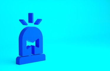 Blue Flasher siren icon isolated on blue background. Emergency flashing siren. Minimalism concept. 3d illustration 3D render.