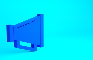 Blue Megaphone icon isolated on blue background. Speaker sign. Minimalism concept. 3d illustration 3D render.