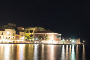 Fototapeta premium Hania city view at night. Crete island, Greece.