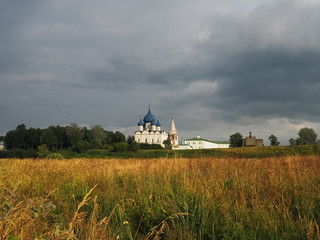 photo of a Russian large field above a cloudy sky
