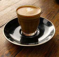 Piccolo Latte skim milk with hazelnut syrup Sydney NSW Australia