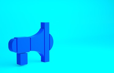 Blue Megaphone icon isolated on blue background. Speaker sign. Minimalism concept. 3d illustration 3D render.