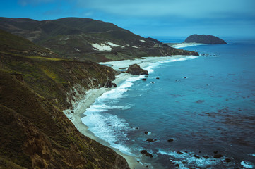 Dramatic coastline in Big Sur California along Pacific Coast Highway Route 1