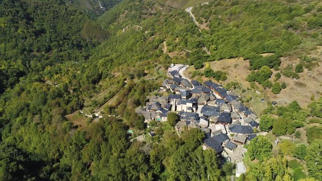 Beautiful village of Pe&ntilde;alba de Santiago. Leon, Spain. Aerial Drone Footage