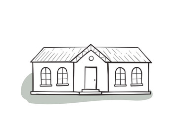 Doodle house, cartoon scribble style vector illustration.