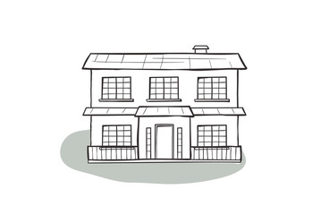 Doodle house, cartoon scribble style vector illustration.