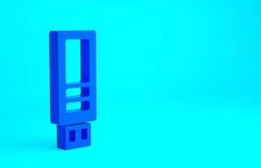 Blue USB flash drive icon isolated on blue background. Minimalism concept. 3d illustration 3D render.