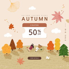 autumn shopping event illustration. Banner.