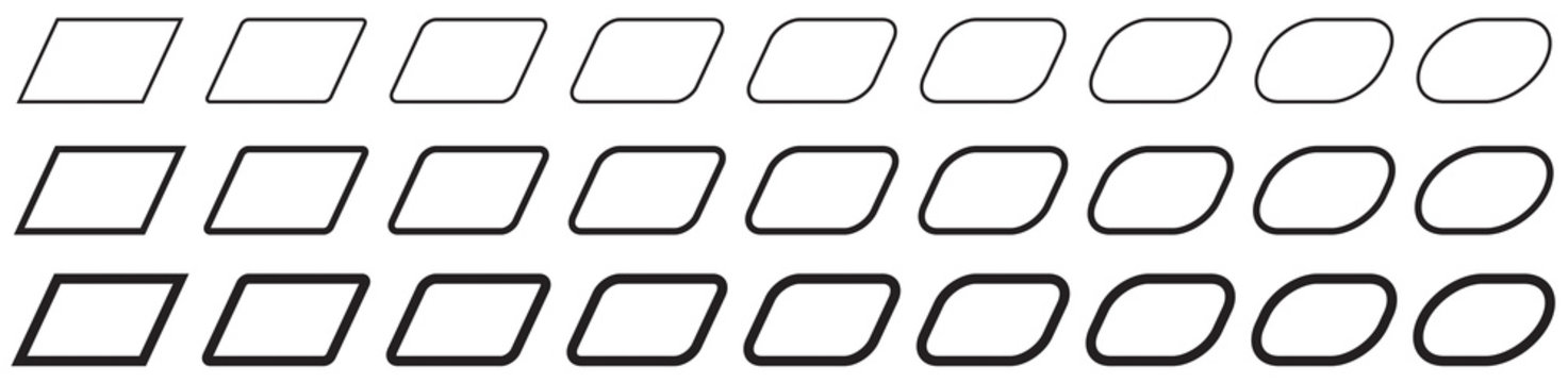 PARALL&Eacute;LOGRAMMES COINS ARRONDIS. Contours modifiables