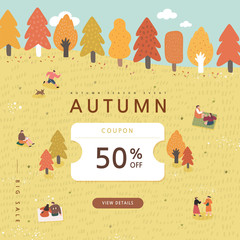 autumn shopping event illustration. Banner.