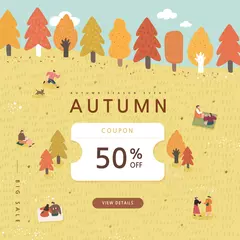 Poster autumn shopping event illustration. Banner. © 기원 이