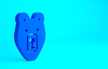 Blue Bear head icon isolated on blue background. Minimalism concept. 3d illustration 3D render.
