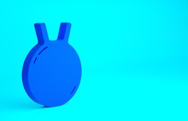 Blue Kettlebell icon isolated on blue background. Sport equipment. Minimalism concept. 3d illustration 3D render.