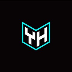 initial Y H letter with book style logo template vector