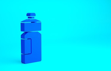 Blue Fitness shaker icon isolated on blue background. Sports shaker bottle with lid for water and protein cocktails. Minimalism concept. 3d illustration 3D render.
