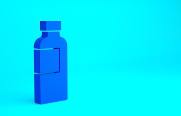 Blue Fitness shaker icon isolated on blue background. Sports shaker bottle with lid for water and protein cocktails. Minimalism concept. 3d illustration 3D render.