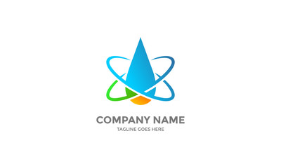 Abstract Colorful Liquid Drop Logo Template or Icon with Science and Research Element Symbol in Vector Design Illustration