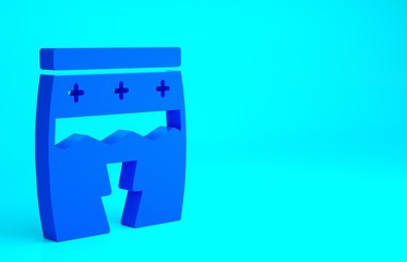 Blue Musical instrument huehuetl icon isolated on blue background. Minimalism concept. 3d illustration 3D render.