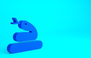 Blue Snake icon isolated on blue background. Minimalism concept. 3d illustration 3D render.