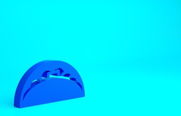 Blue Taco with tortilla icon isolated on blue background. Traditional mexican fast food menu. Minimalism concept. 3d illustration 3D render.