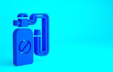 Blue Pressure sprayer for extermination of insects icon isolated on blue background. Pest control service. Disinfectant sprayer. Minimalism concept. 3d illustration 3D render.