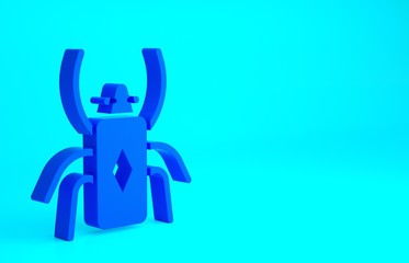 Blue Beetle bug icon isolated on blue background. Minimalism concept. 3d illustration 3D render.