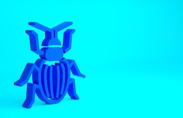 Blue Chafer beetle icon isolated on blue background. Minimalism concept. 3d illustration 3D render.