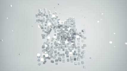 Fototapeta premium Displaced white cubes abstract 3D render illustration
