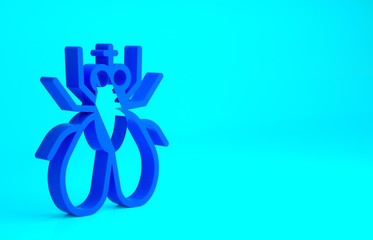 Blue Insect fly icon isolated on blue background. Minimalism concept. 3d illustration 3D render.
