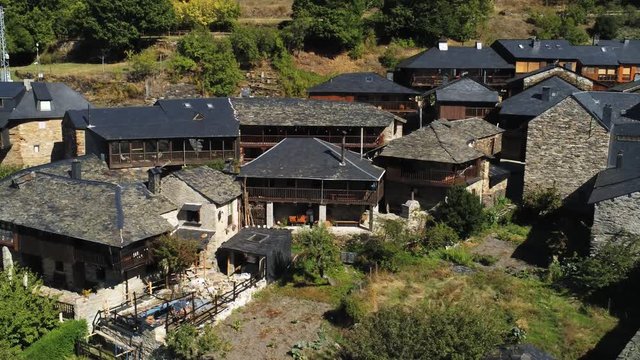 Beautiful village of Pe&ntilde;alba de Santiago. Leon, Spain. Aerial Drone Footage
