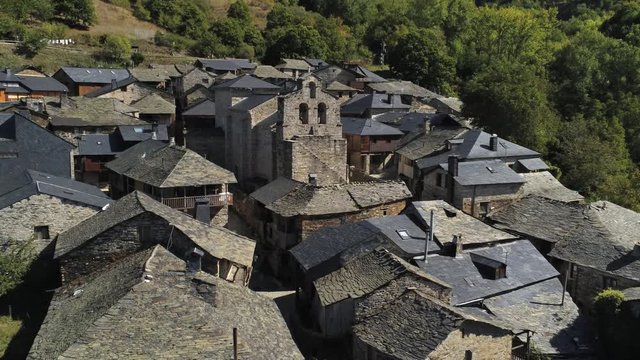 Beautiful village of Pe&ntilde;alba de Santiago. Leon, Spain. Aerial Drone Footage