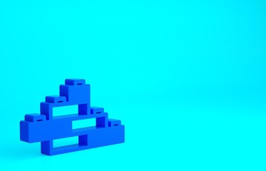 Blue Toy building block bricks for children icon isolated on blue background. Minimalism concept. 3d illustration 3D render.