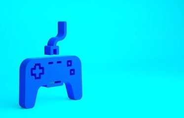 Blue Gamepad icon isolated on blue background. Game controller. Minimalism concept. 3d illustration 3D render.