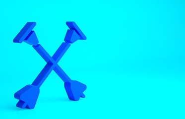 Blue Arrow with sucker tip icon isolated on blue background. Minimalism concept. 3d illustration 3D render.