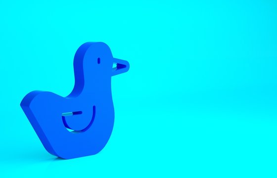 Blue Rubber duck icon isolated on blue background. Minimalism concept. 3d illustration 3D render.