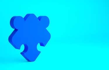 Blue Puzzle pieces toy icon isolated on blue background. Minimalism concept. 3d illustration 3D render.