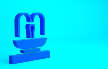 Blue Fountain icon isolated on blue background. Minimalism concept. 3d illustration 3D render.
