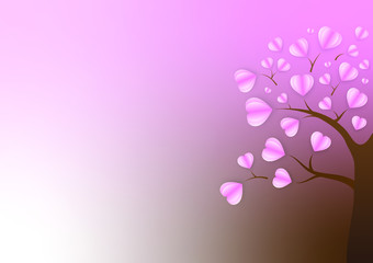 pink hearts tree on pink and brown background for the growth of love concept with empty space for logo and content, Happy Valentine's Day, greeting card design, creative design vector illustration
