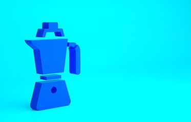 Obraz premium Blue Coffee maker moca pot icon isolated on blue background. Minimalism concept. 3d illustration 3D render.